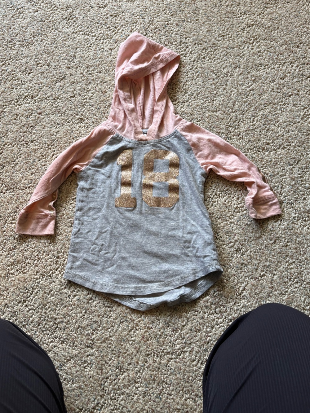 🩷 6 for $20 🩷 OshKosh B'gosh Pink Hooded Top with Gray Body and Gold Graphic